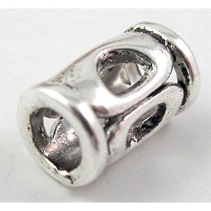 Tibetan Silver tube beads, lead free and nickel free, 6mm dia,10mm length, hole:4mm