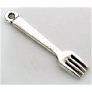 fork, Tibetan Silver Spoon Charm Non-Nickel, 25mm length