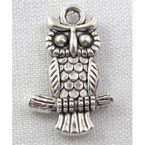 Tibetan Silver pendants, Lead free and nickel Free, owl, 13x20mm