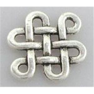 Chinese Knotting connector, tibetan silver non-nickel, Zinc alloy, 25x25mm, lead free, nickel free