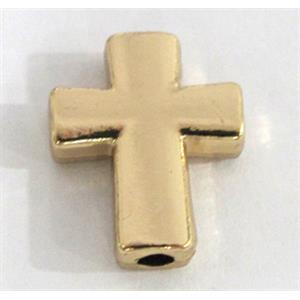 Tibetan silver cross beads, Non-nickel, gold plated, approx 13x16mm