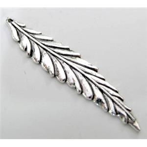 Tibetan Silver leaf pendant, Lead free and nickel Free, 57mm length