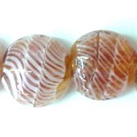 lampwork glass beads, flat-round, line, golden, 20mm dia, 20pcs per st