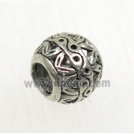 round hollow tibetan silver zinc beads, non-nickel