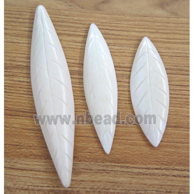 white cattle bone pendant without hole, leaf