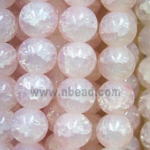 round lt.pink Crackle Glass beads