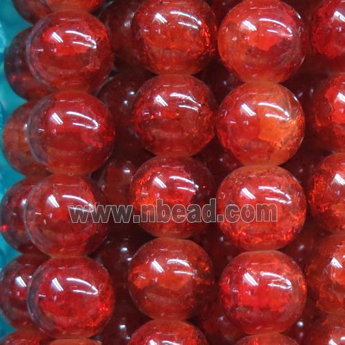 round red Crackle Glass beads