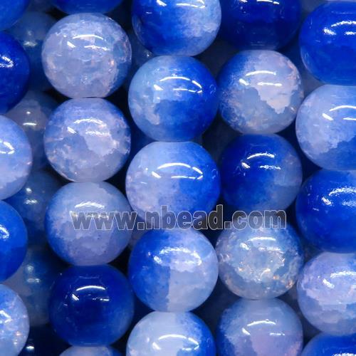 round blue Crackle Glass beads