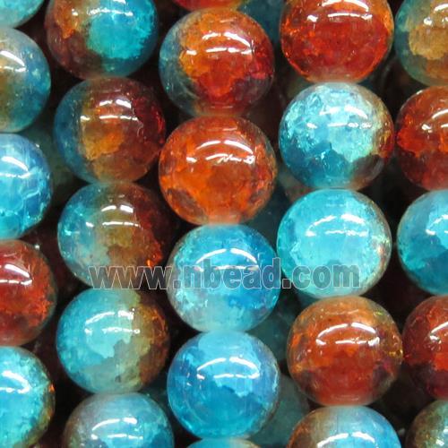 round aqua Crackle Glass beads