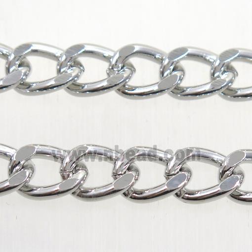 iron curb chain, platinum plated
