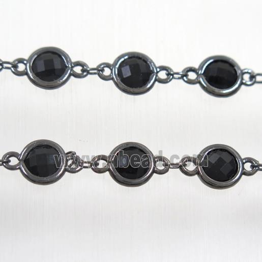 copper chain with black Chinese crystal glass, black plated
