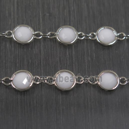 copper chain with white Chinese crystal glass, platinum plated