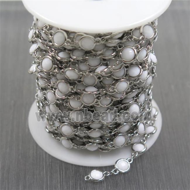 copper chain with white Chinese crystal glass, platinum plated