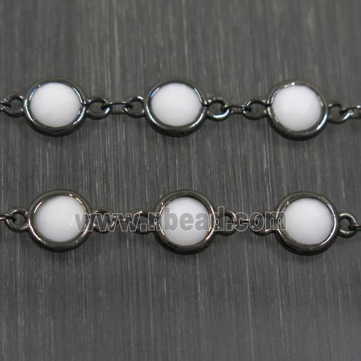 copper chain with white Chinese crystal glass, black plated
