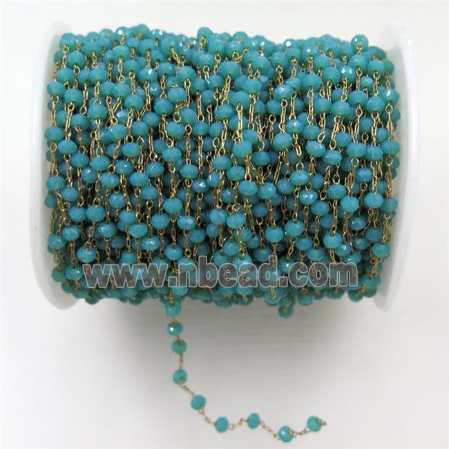 copper chain with green Chinese crystal glass bead