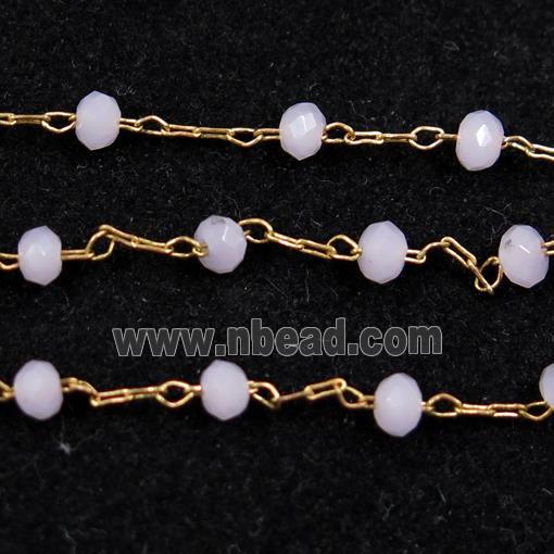 copper chain with pink Chinese crystal glass bead