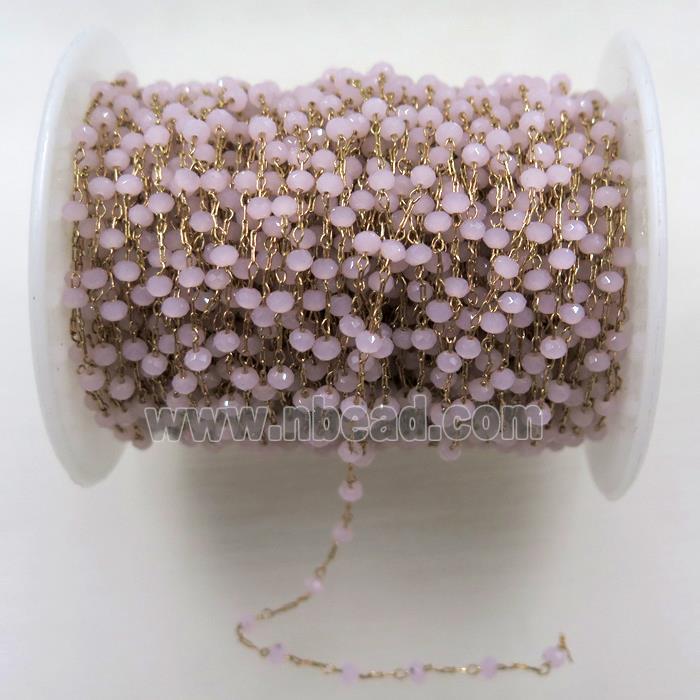 copper chain with pink Chinese crystal glass bead