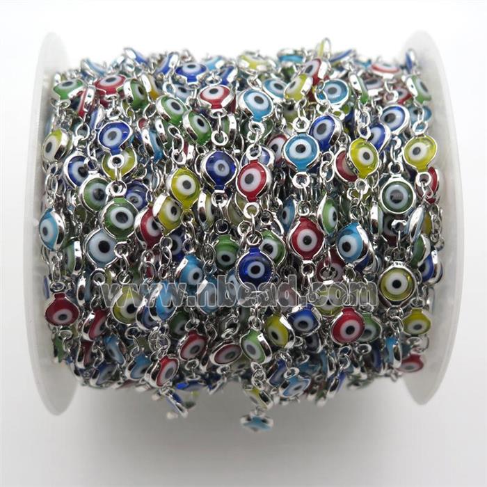 copper chain with evil eye, platinum plated