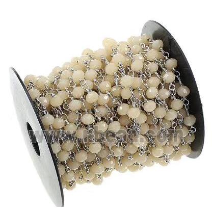 copper chain with crystal glass, platinum plated