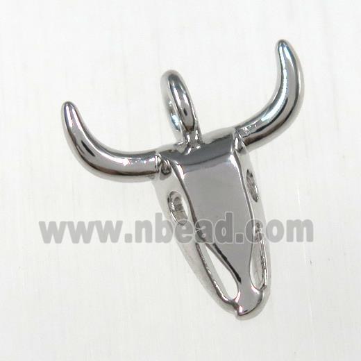 copper bullhead pendants, platinum plated
