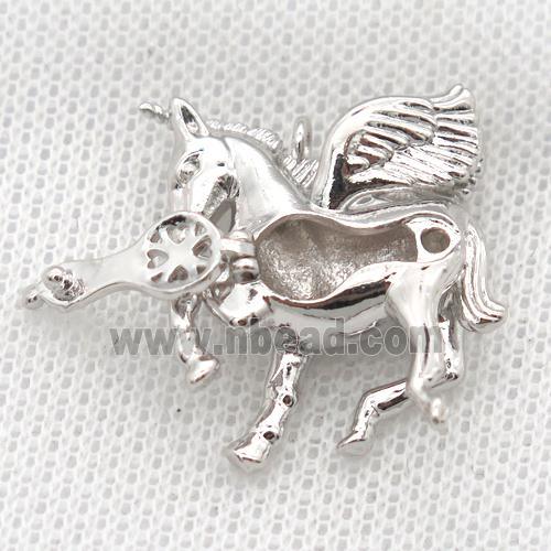 copper unicorn pendant, platinum plated