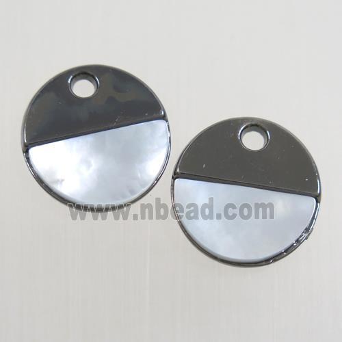 colorfast copper pendant paved shell, black plated