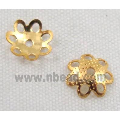 copper beadcaps, gold plated