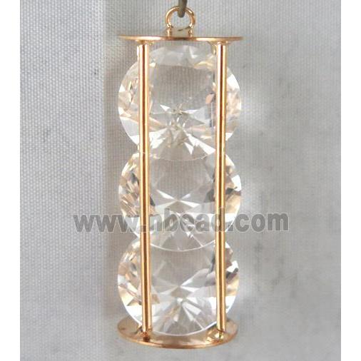 rhinestone pendant, gold plated