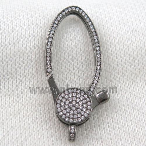 copper Lobster Clasp paved zircon, black plated