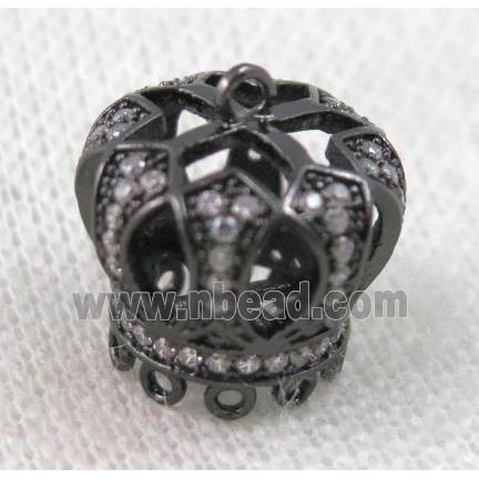 copper crown tassil bail paved zircon, black