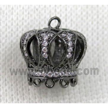 copper crown tassil bail paved zircon, black