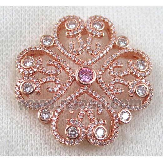 copper bead paved zircon, rose gold