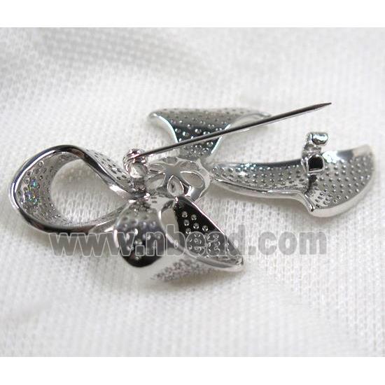 copper brooch paved zircon, platinum gold
