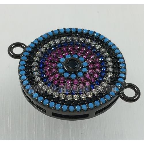 copper circle connector pave zircon, black plated