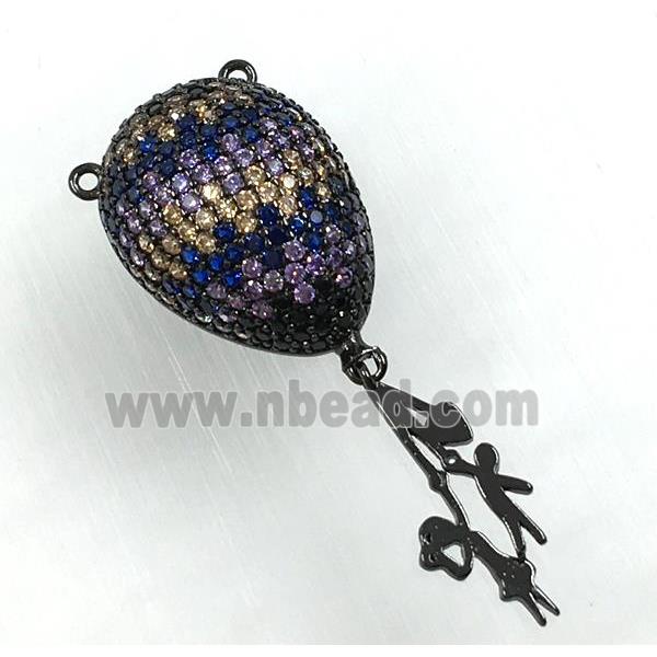 copper pendant pave zircon, black plated