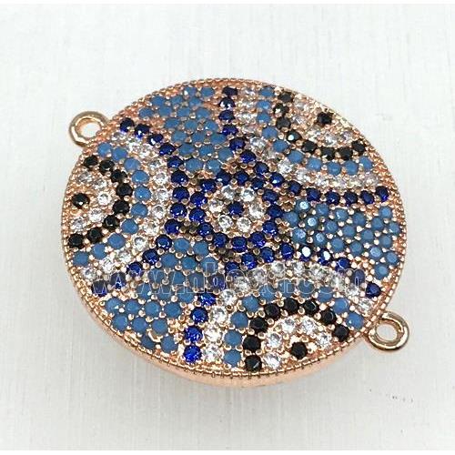 copper circle connector paved zircon, rose gold