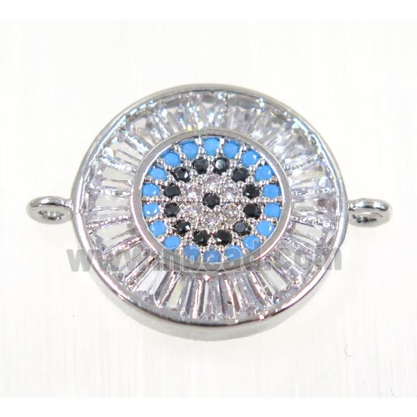 copper Circle connector paved zircon, platinum plated
