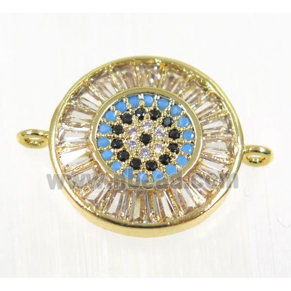 copper Circle connector paved zircon, gold plated