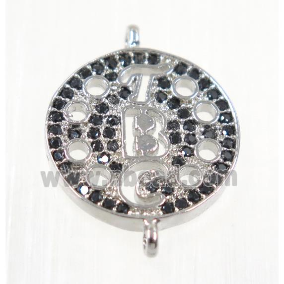 copper connector paved zircon, platinum plated