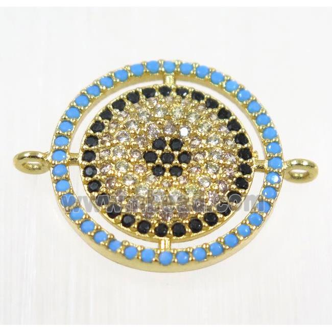 copper Circle connector paved zircon, gold plated