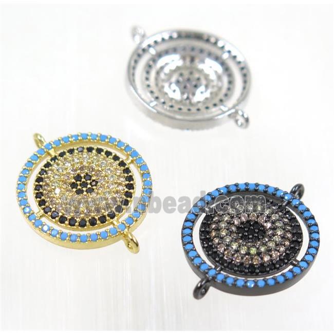 copper Circle connector paved zircon, mix color