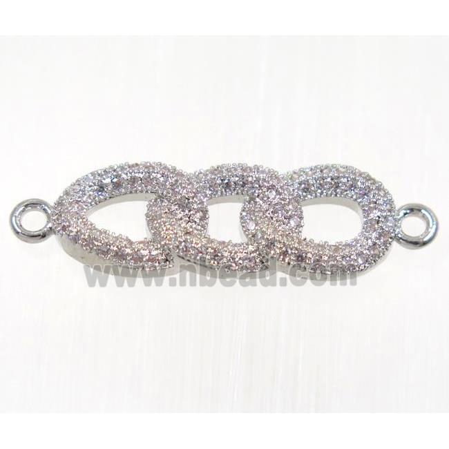 copper linker paved zircon, platinum plated