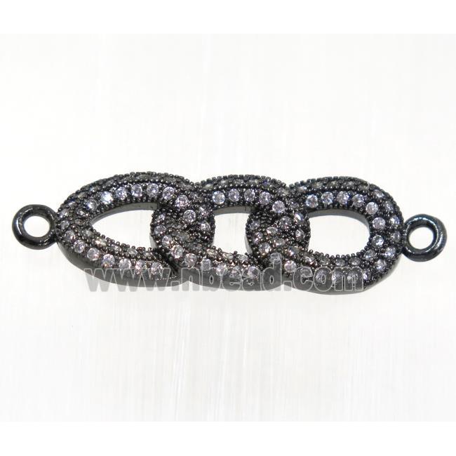 copper linker paved zircon, black plated