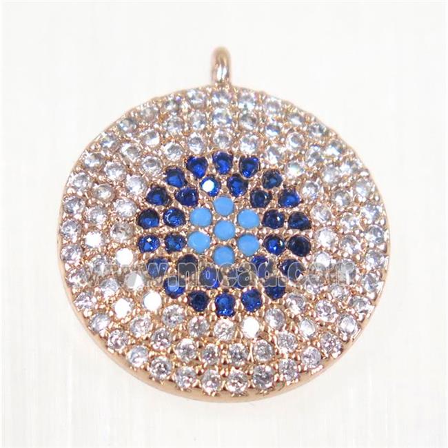 copper Circle pendant paved zircon, rose gold