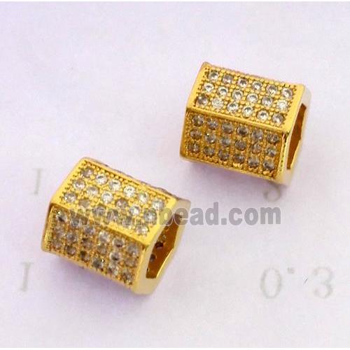 zircon, copper bead, gold plated
