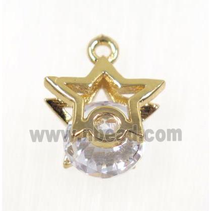 copper star pendant pave zircon, gold plated