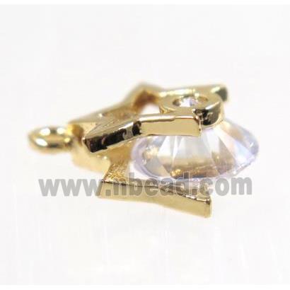 copper star pendant pave zircon, gold plated
