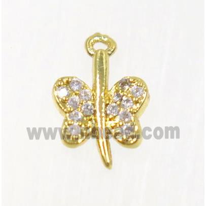 copper butterfly pendant pave zircon, gold plated