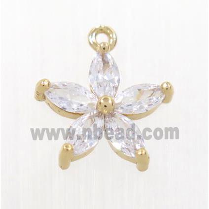 copper flower pendant pave zircon, rose gold