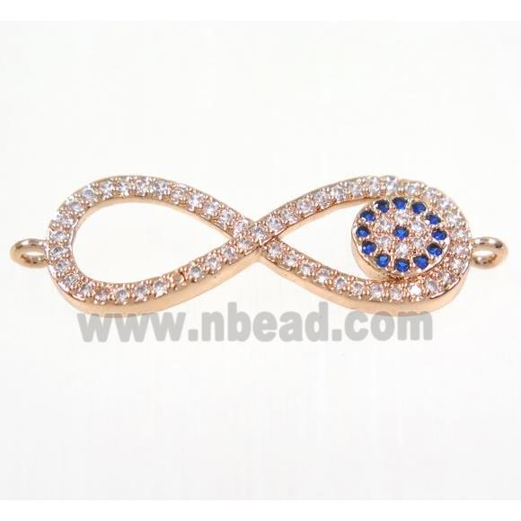 copper infinity connector paved zircon, rose gold